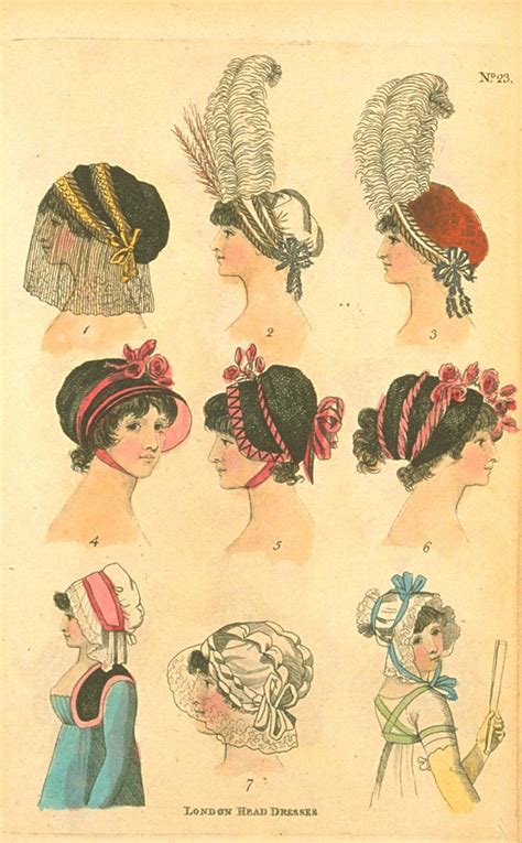 London Head Dresses, January 1800, Fashions of London & Paris ...