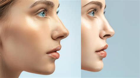 Premium Photo | Side profile of a woman before and after rhinoplasty