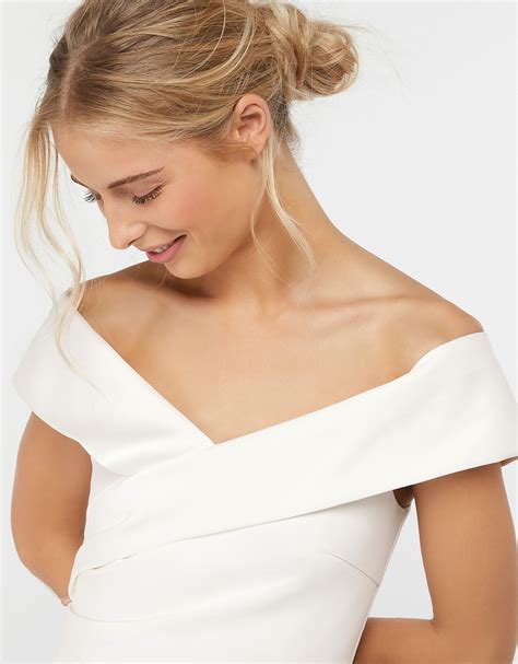 Grace Bardot Midi Bridal Dress Ivory | Wedding Dresses | Monsoon UK.