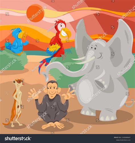 Cartoon Illustration Funny Wild Animals Comic Stock Vector (Royalty ...