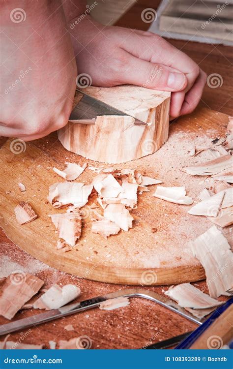 wood carving process stock image image  hammer brown