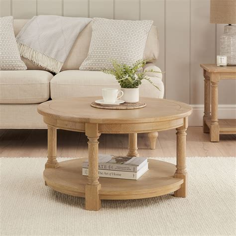 Classic Whitewash Oak Round Coffee Table | The Furniture Market
