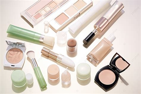 serangkaian item kosmetik  disusun  selembar kertas resolusi