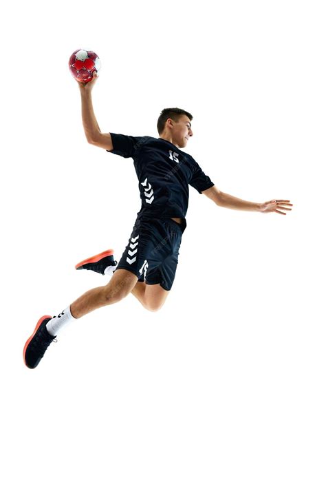 premium photo fulllength image  young handball athlete  motion