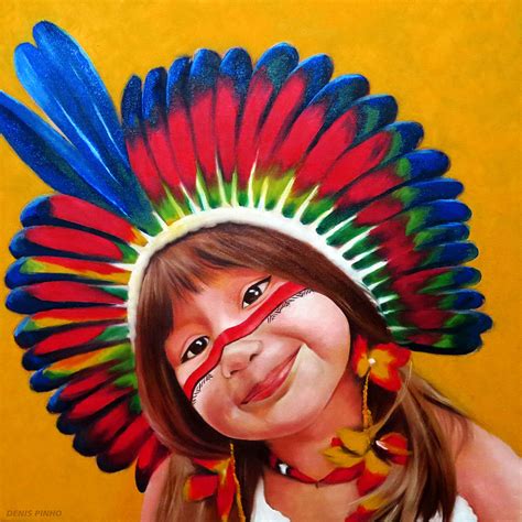 Indiazinha Dando O Cuzinho - Quadro Painel Indiazinha de Cocar Tripalium