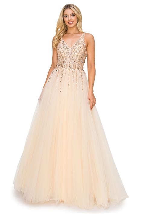 Sequin-Tulle Long Prom Ball Gown - PromGirl