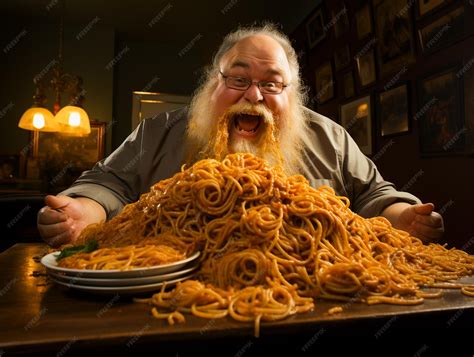 Premium Photo | Excessive Eating Concept Very Fat Man Enjoying