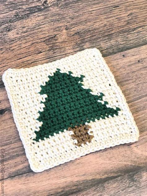 Christmas Tree Coasters Crochet Pattern - ChristaCoDesign