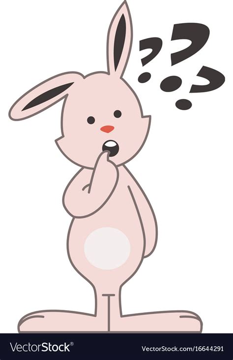 cute pink bunny thinking royalty  vector image