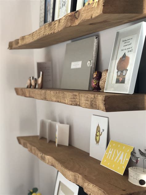 Rustic live edge floating shelves handmade solid wood 22 5cm depth x 4 ...