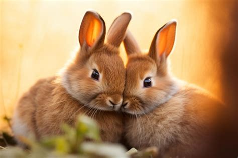 premium ai image  rabbits  sitting
