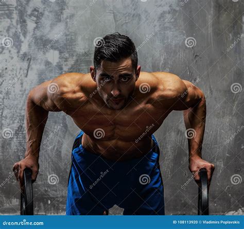 Shirtless Guy In Blue Shorts Stock Photo - Image of handsome