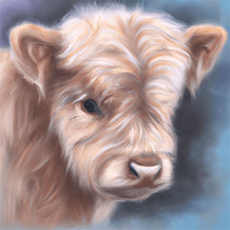 Adorable Cute Baby Highland Cow with Dreamy Blue Eyes · Creative Fabrica