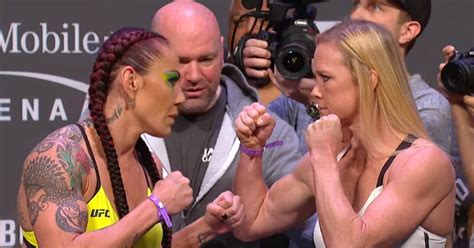 Cris Cyborg vs Holly Holm staredown video from UFC 219 weigh ins ...