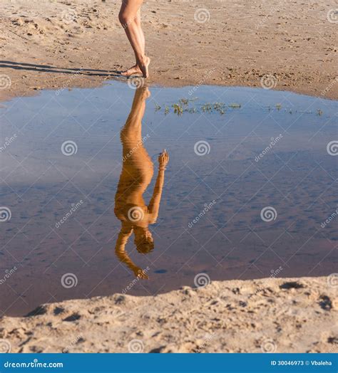 Reflection of Young Naked Woman Stock Image - Image of reflection