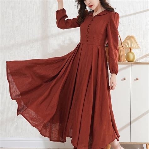 Red Linen Dress - Etsy