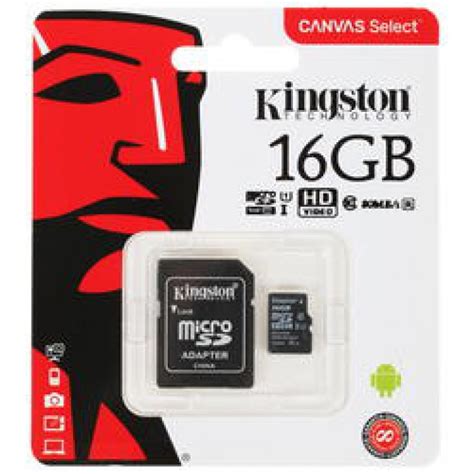 Купить Флеш Карта MicroSD 16GB Kingston Class 10 UHS-I U1 Canvas Select ...