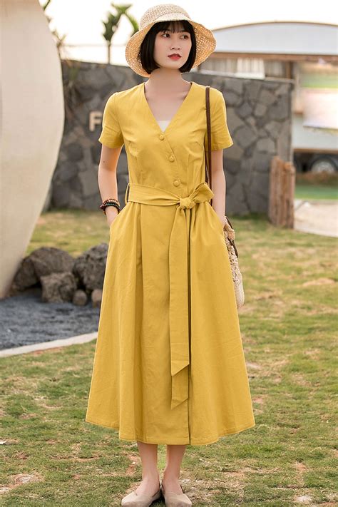 yellow casual dresses