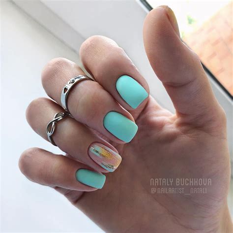 Идеи маникюра для коротких ноготков #7 | Aqua nails, Pretty nails ...
