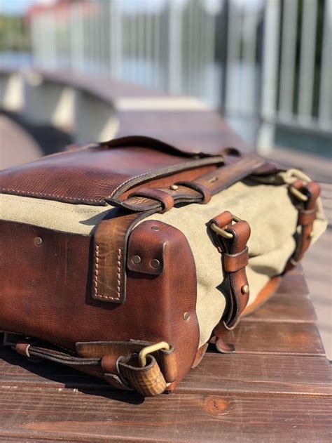 Leather Canvas Bag Messenger Bag Small Leather Bag Crossbody Bag Canvas ...