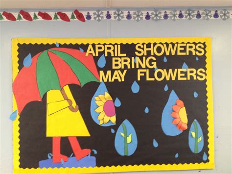 My April board inspired by an art project posted. April Showers Bring