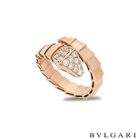 bvlgari rose gold diamond serpenti viper ring  rich diamonds