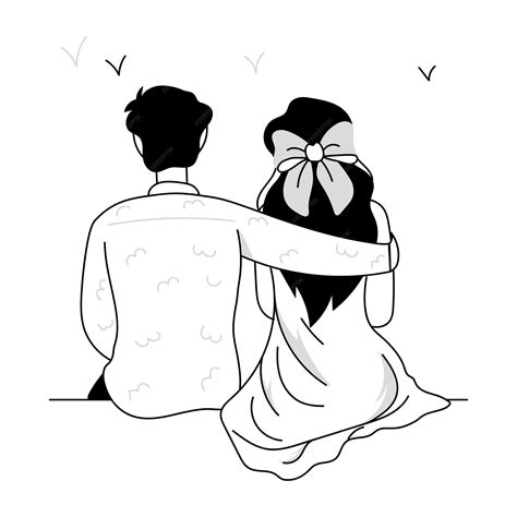 Couple Spooning Doodle Mini Ilustrações | Vetor Premium