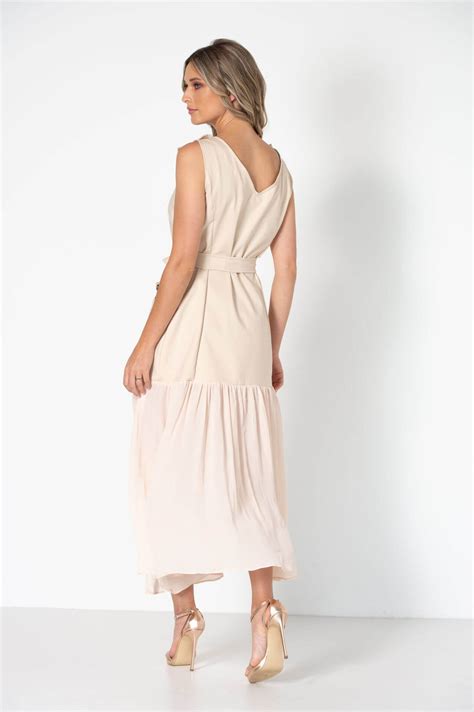 Rochie vesta nude volan - Iulia Dima - Fashion Designer