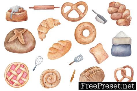 set of different types of bread, bagels, rolls png VKYLBVN