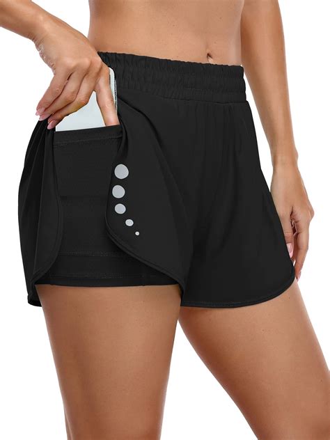 sociala womens    running shorts  pockets workout athletic