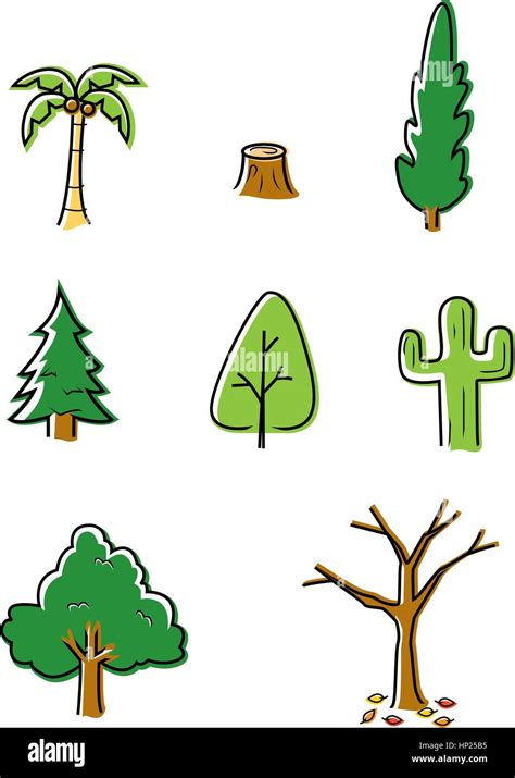 A variety of different kinds of cartoon trees Stock Vector Image & Art ...