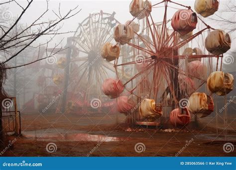 An Abandoned Carnival With Creepy Rides Under The Moonlight Royalty-Free Stock Photography ...