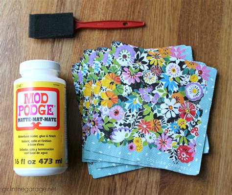 Decoupage Napkin Crates, Framed Cork Boards, and Drawer Shelves - Girl ...