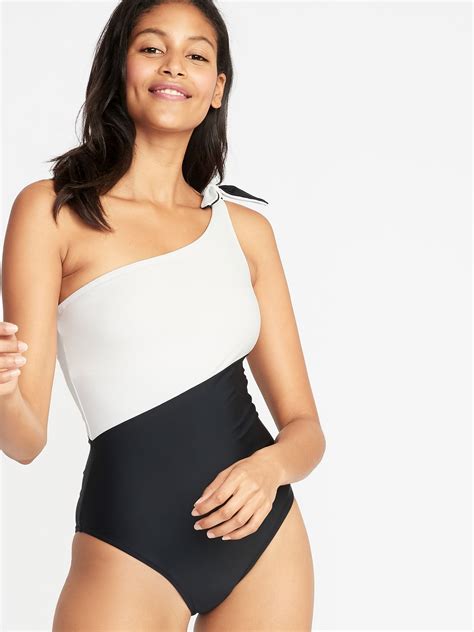 One-Shoulder Color-Block Swimsuit for Women | Old Navy | Colorblock
