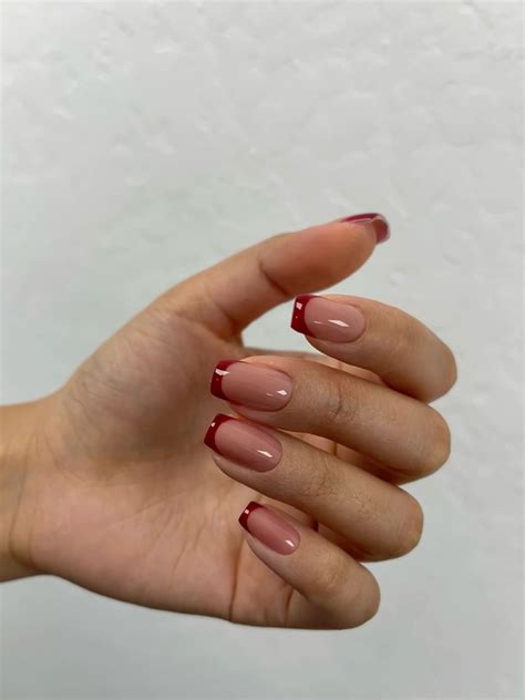 Pin by saas on nails in 2025 | Red tip nails, French manicure nails