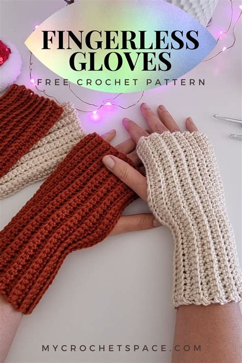 ridged crochet fingerless gloves easy  pattern love knitting