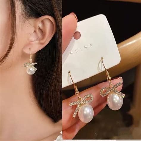 Bow Pearl Drop Earrings – Jewelsmars