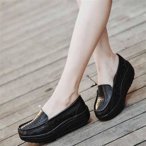 Женская кожаная дышащая обувь Swing Shoes Платформа для медсестер ...