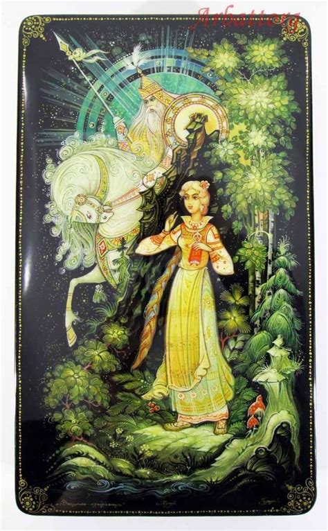 Russian Lacquer box "Vasilisa beautiful" Hand Painted Factory ...
