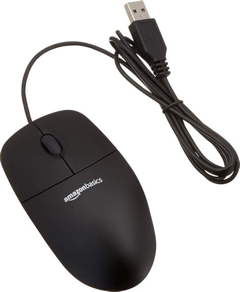 amazonbasics  button usb wired mouse black