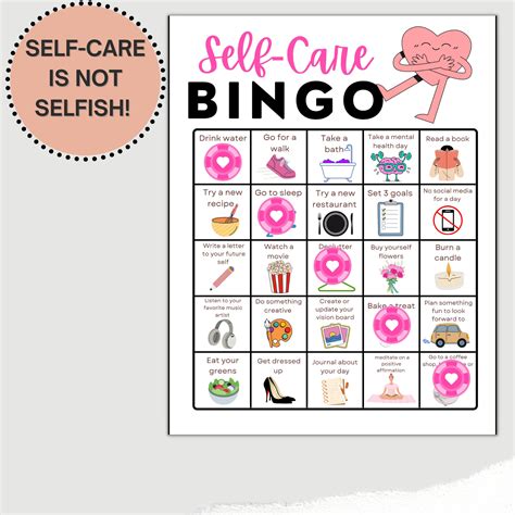 Self-care Bingo, Self Care Printable, Self Care Digital Download