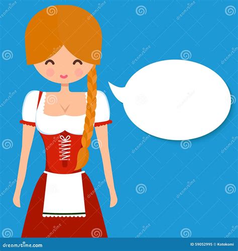 Cute Blonde Girl in Traditional German Dress Stock Vector