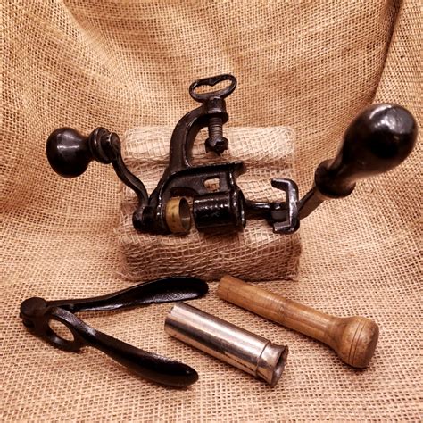 vintage hand reloading shotgun shell press including accessories