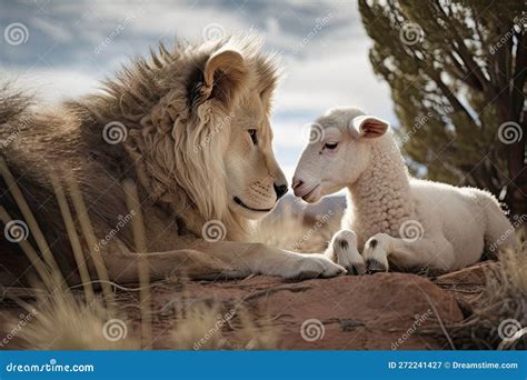 The Lion and the Lamb, Bible Description of the Coming of Jesus Christ Stock Image - Image of ...