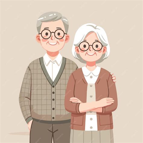 Premium Vector | Vector happy grandmother and grandfather with style
