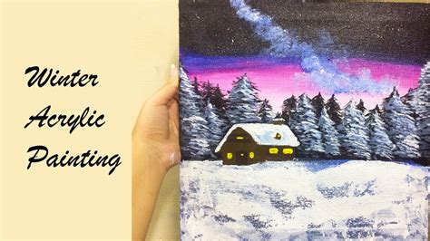 Winter Scene Acrylic Painting - YouTube