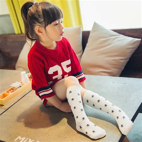 2pair Popular Star Pattern Toddler Tights Girls School Princess Knee High Socks 100%Cotton ...