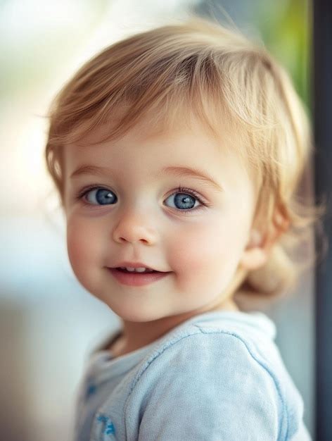 adorable baby  bright blue eyes  charming smile premium ai