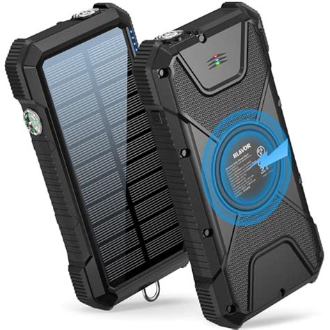 BLAVOR Solar Power Bank, PD18W QC3.0 Fast Charging 10W Wireless Charger ...
