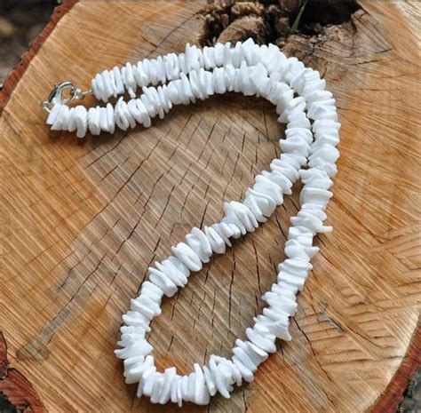 Hawaiian White Puka Shell Chip Heishe Surfer Necklace Mens Necklace Womens Necklace Kids ...